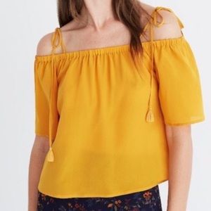 Madewell Cold Shoulder Silk Top. S.